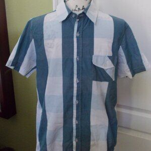 💕 3/$25 💕Vintage Blue Crown Button Up Striped Shirt S